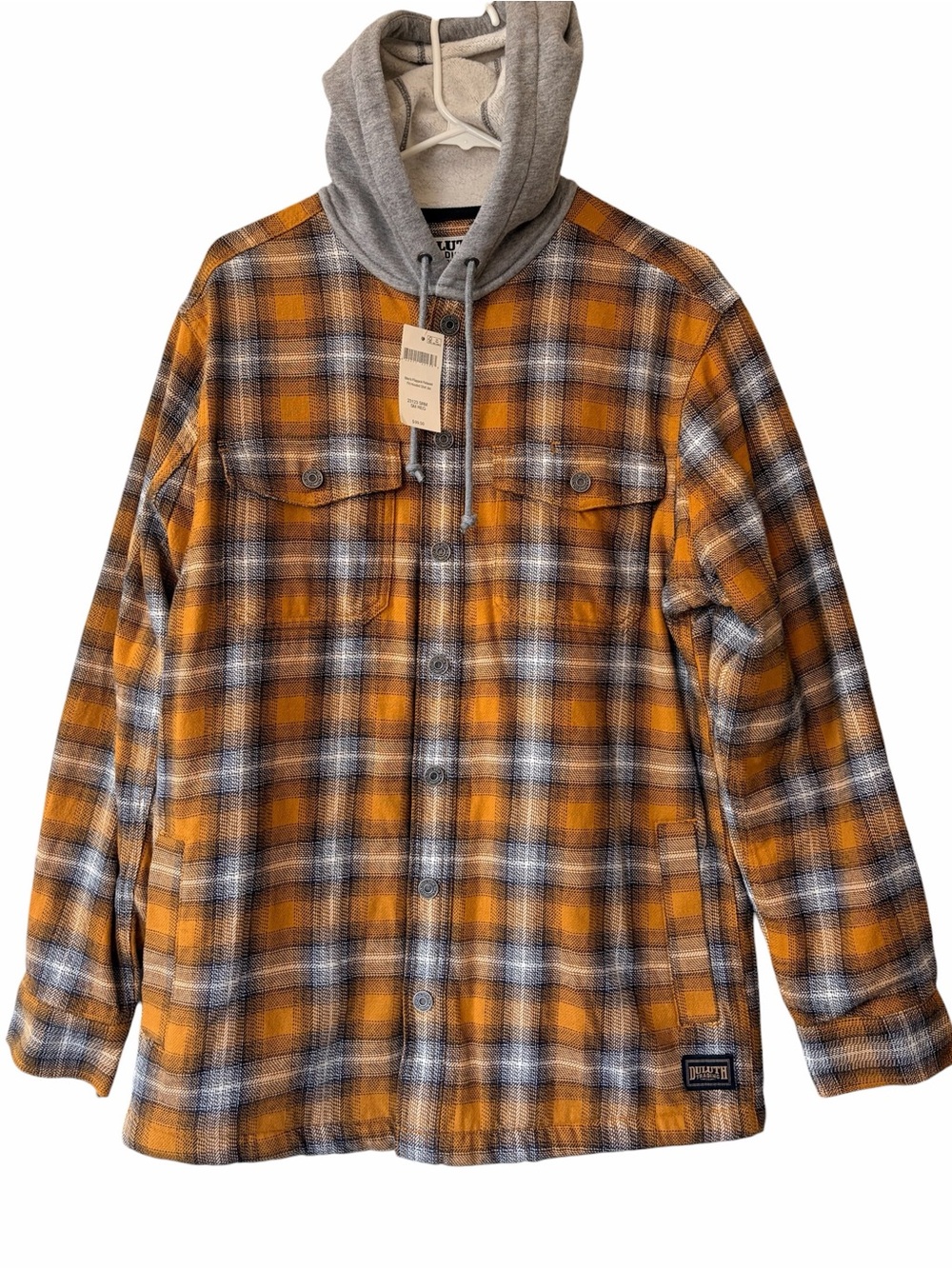 Duluth Trading Co Flapjack Relaxed Fit Hooded Shirt Jacket Men's Small NEW W Tag